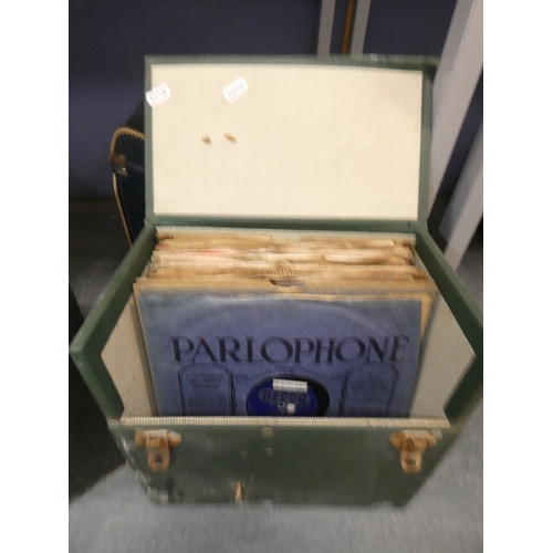 39 - HMV gramophone with a quantity of gramophone records.