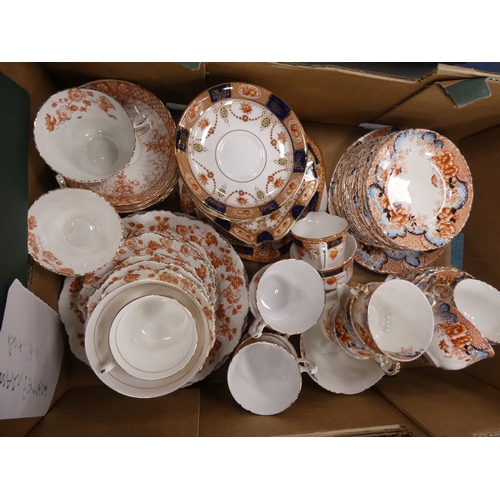 4 - Three boxes of assorted Imari tea and dinnerwares to include Colclough, Osborne etc.