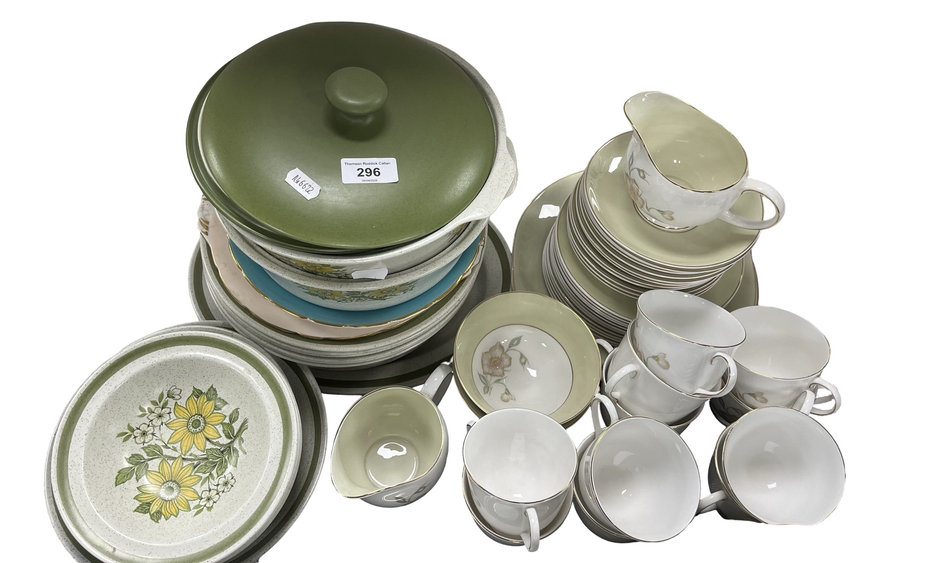 Susie Cooper tea set, Greenwood ironstone dinner set, etc.