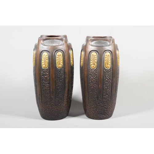 10 - Pair of Bretby style Clanta pattern 2346 vases, 25cm tall.&nbsp;