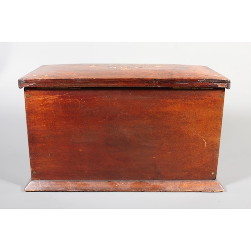 13 - 19th century rosewood, mahogany and marquetry inlaid stationary box with fitted interior and fall fr... 