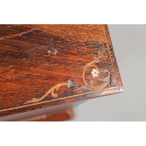 13 - 19th century rosewood, mahogany and marquetry inlaid stationary box with fitted interior and fall fr... 