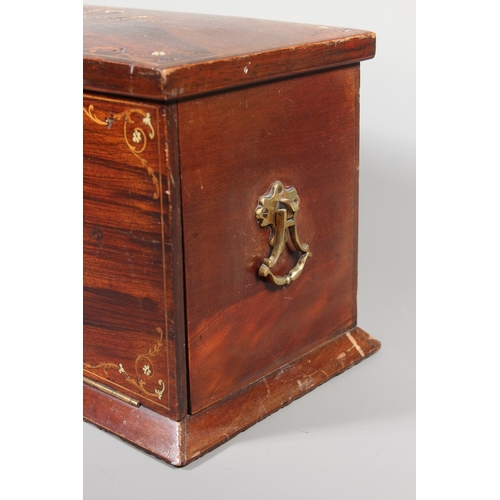 13 - 19th century rosewood, mahogany and marquetry inlaid stationary box with fitted interior and fall fr... 