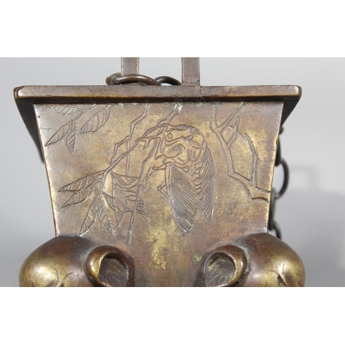 16 - Chinese bronze censer raised on four elephant supports, 14cm tall.