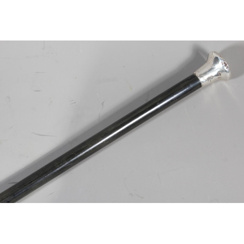 17 - Silver topped ebony walking cane.&nbsp;