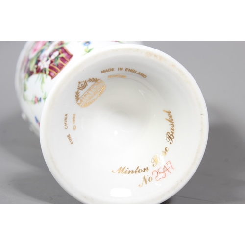 20 - Minton bone china 'Minton Rose Basket' urn vase, 23cm tall.