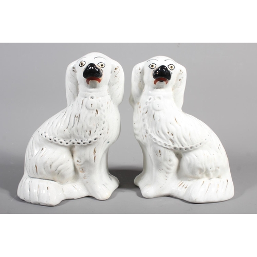 35 - Pair of pottery mantle spaniels, 22cm tall.&nbsp;