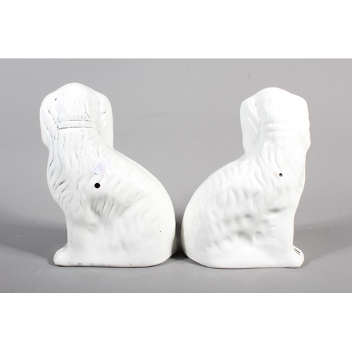 35 - Pair of pottery mantle spaniels, 22cm tall.&nbsp;