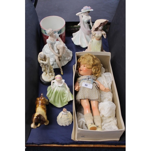 40 - Shirley Temple doll, Coalport Ladies of Fashion Summer Days, Vicky and Minuettes Danielle, German fi... 