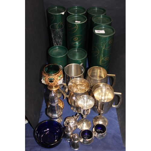 50 - Tyrone Crystal glassware, boxed, Venetian style hock glass, silver plated caster, tankards etc.&nbsp... 