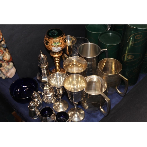 50 - Tyrone Crystal glassware, boxed, Venetian style hock glass, silver plated caster, tankards etc.&nbsp... 