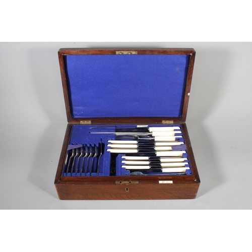 56 - Walker and Hall canteen of flatware held in oak case.&nbsp;