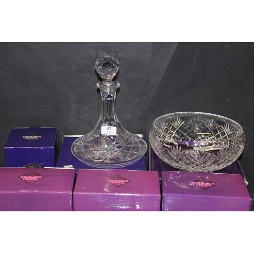 57 - Edinburgh Crystal glassware to include ships decanter, fruit bowl, decanter, wine glasses etc. most ... 