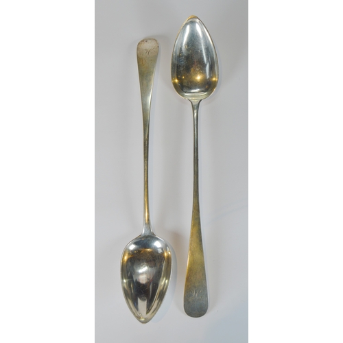 Pair of Scottish silver old English pattern basting spoons, each with ...