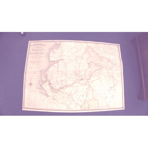57 - BRADSHAW G.  2 maps. G. Bradshaw's Map of Canals Situated in the Counties of Lancaster, York, Derby ... 