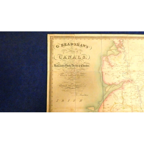 57 - BRADSHAW G.  2 maps. G. Bradshaw's Map of Canals Situated in the Counties of Lancaster, York, Derby ... 