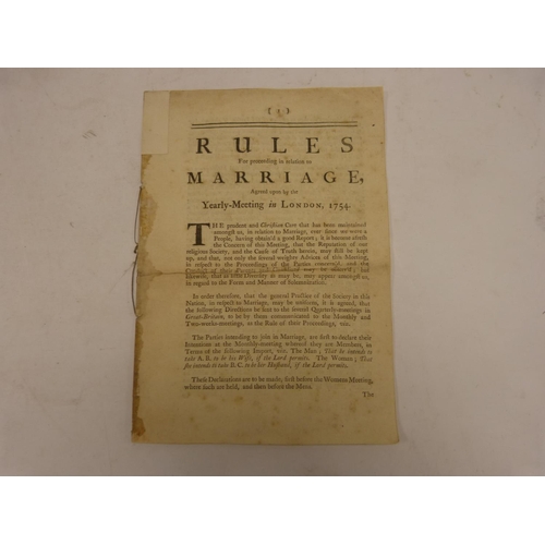 97 - Quaker Interest.&nbsp;&nbsp;Rules for Proceeding in Relation to Marriage Agreed Upon by the Yearly-M... 