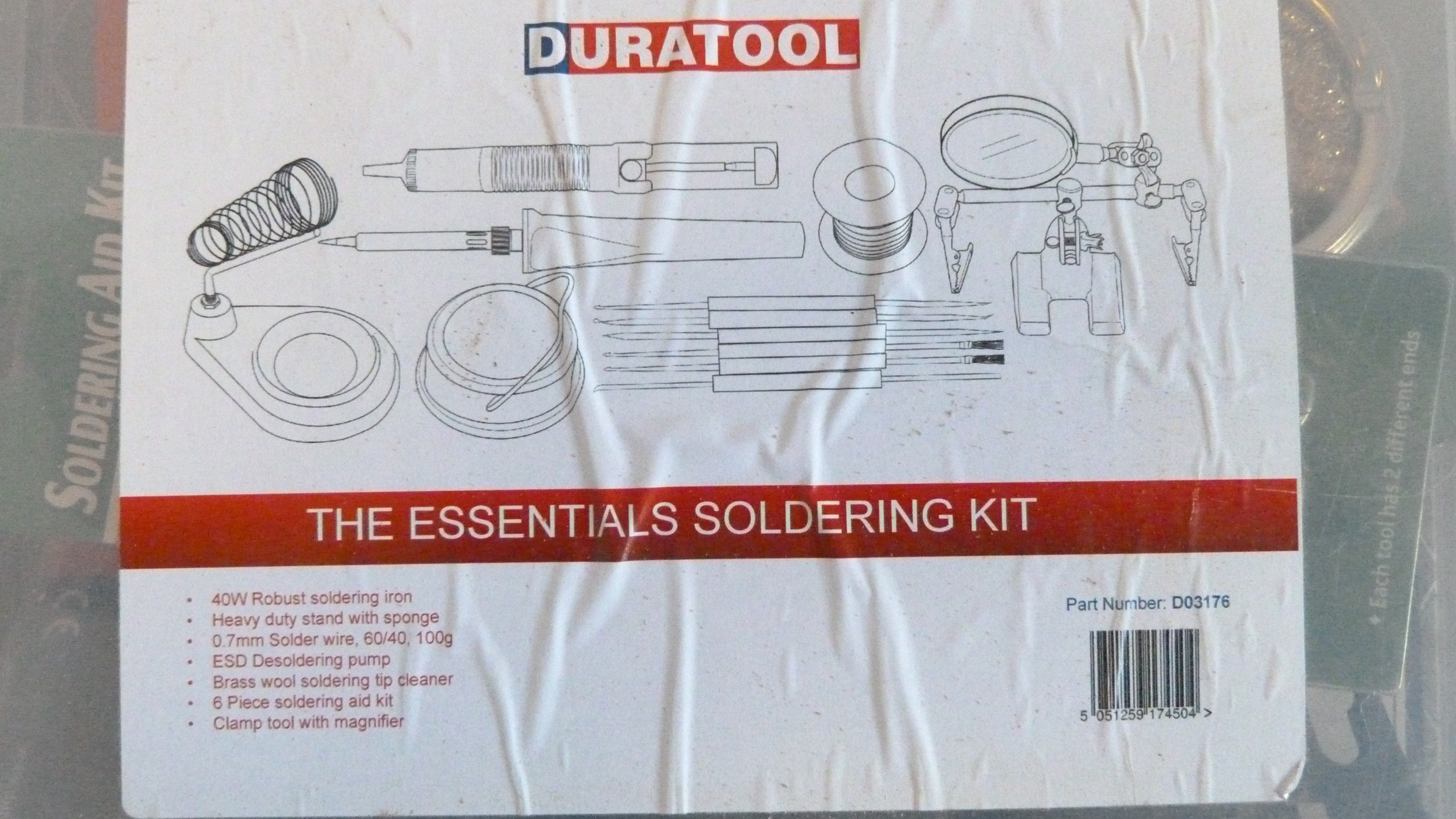 Duratool soldering kit to include iron, desoldering pump, tip cleaner ...