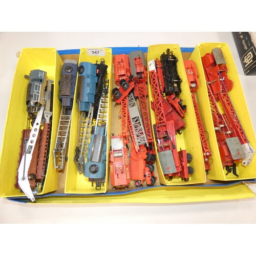 Ten various model crane cars, no. 133, Booth Rodley, Grue 85T etc.