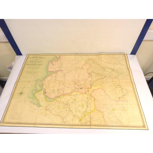 57 - BRADSHAW G.  2 maps. G. Bradshaw's Map of Canals Situated in the Counties of Lancaster, York, Derby ... 