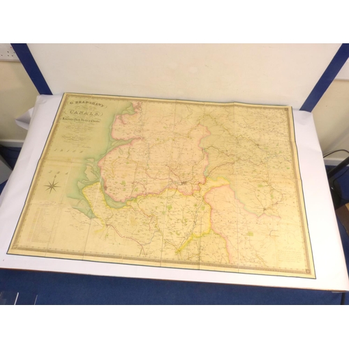 57 - BRADSHAW G.  2 maps. G. Bradshaw's Map of Canals Situated in the Counties of Lancaster, York, Derby ... 