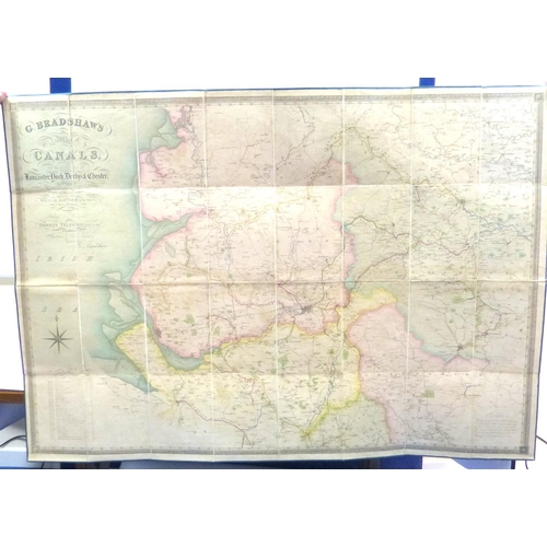 57 - BRADSHAW G.  2 maps. G. Bradshaw's Map of Canals Situated in the Counties of Lancaster, York, Derby ... 