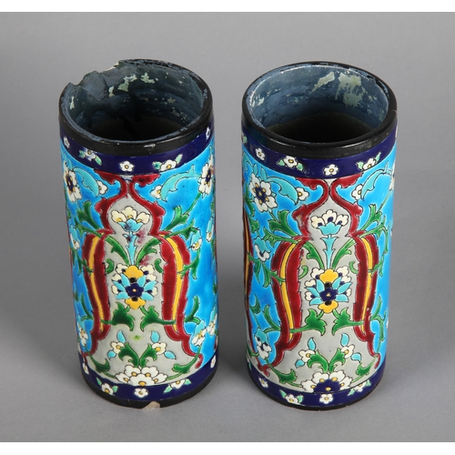 15 - Pair of French Jules Vieillard vases.(Both Damaged)