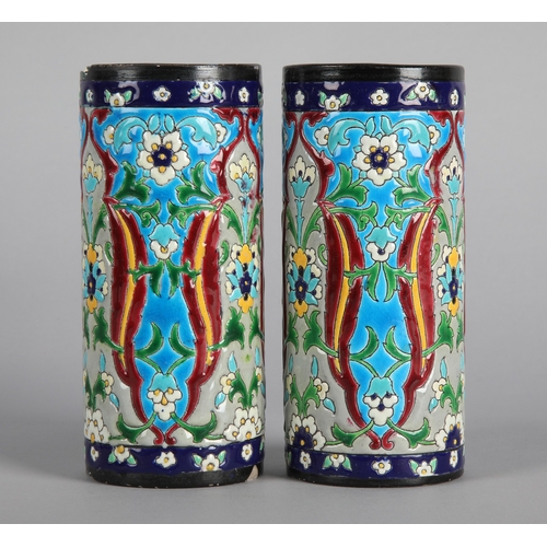 15 - Pair of French Jules Vieillard vases.(Both Damaged)