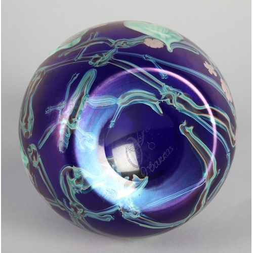 2 - Okra Glass vase with floral glaze, 21cm h, boxed.