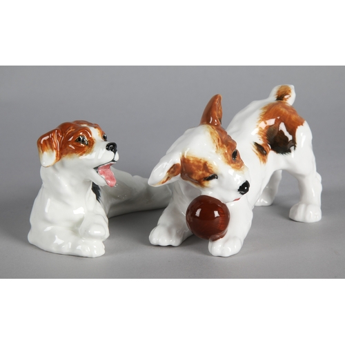 27 - Two Royal Doulton Terrier dog figures, largest 11.5cm w. (2).