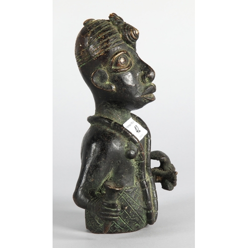 42 - Bronze African tribal figure, 20cm h.