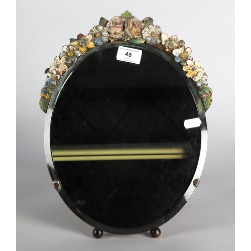 45 - Barbola dressing table mirror, length 44cm.