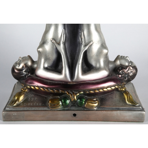 47 - Art deco style Gustav Adolf Daumiller gymnast lamp base, 46cm h.