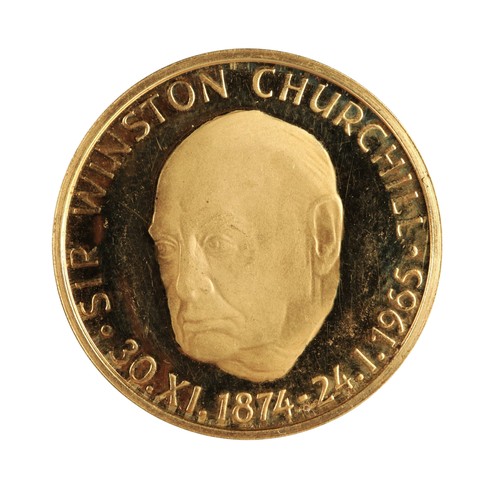 Gold Winston Churchill commemorative medallion stamped 900 for 21ct gold. 7.9g
 