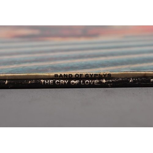 556 - Jimi Hendrix Band of Gypsys on stereo Track Super 2406 002, puppet front sleeve and Cry of Love with... 