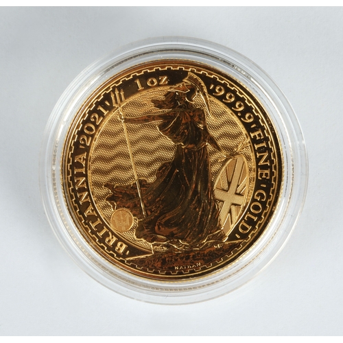 2 - Elizabeth II gold proof 100 pound Britannia coin 2021, 1oz fine gold 999.9*Please note that this lot... 