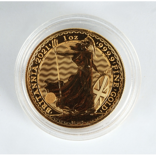 1 - Elizabeth II gold proof 100 pound Britannia coin 2021, 1oz fine gold 999.9*Please note that this lot... 