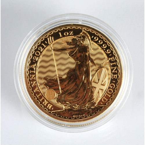 4 - Elizabeth II gold proof 100 pound Britannia coin 2021, 1oz fine gold 999.9*Please note that this lot... 
