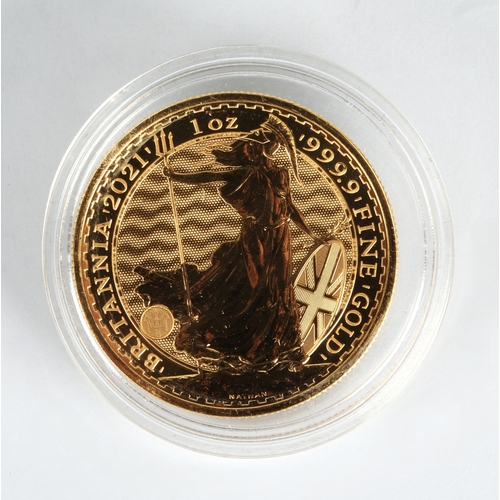 7 - Elizabeth II gold proof 100 pound Britannia coin 2021, 1oz fine gold 999.9*Please note that this lot... 