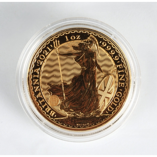 9 - Elizabeth II gold proof 100 pound Britannia coin 2021, 1oz fine gold 999.9*Please note that this lot... 