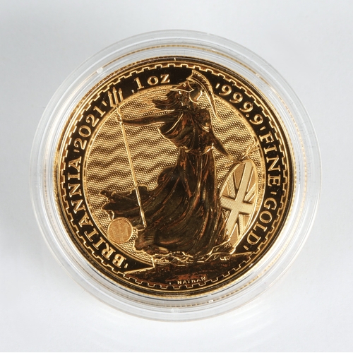 10 - Elizabeth II gold proof 100 pound Britannia coin 2021, 1oz fine gold 999.9*Please note that this lot... 