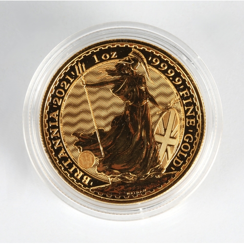 14 - Elizabeth II gold proof 100 pound Britannia coin 2021, 1oz fine gold 999.9*Please note that this lot... 