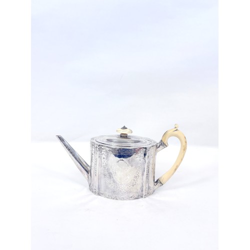 George IV silver oval tea pot, possibly Charles Aldridge, London