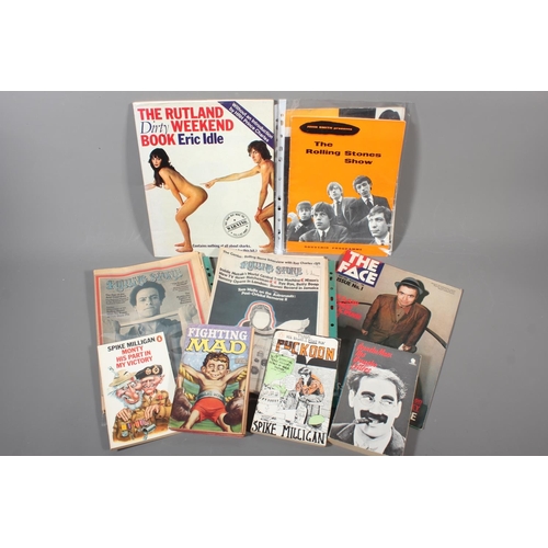 754 - Box containing ephemera and books to include The Rolling Stones programmes, The Face issue 1, Peter ... 