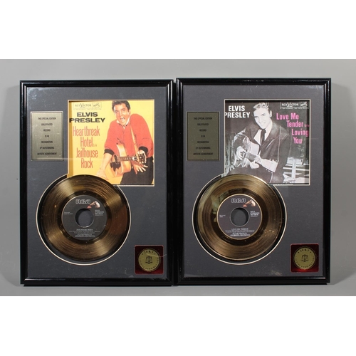 Two framed Special Edition gold plated record disc for Elvis Presley ...
