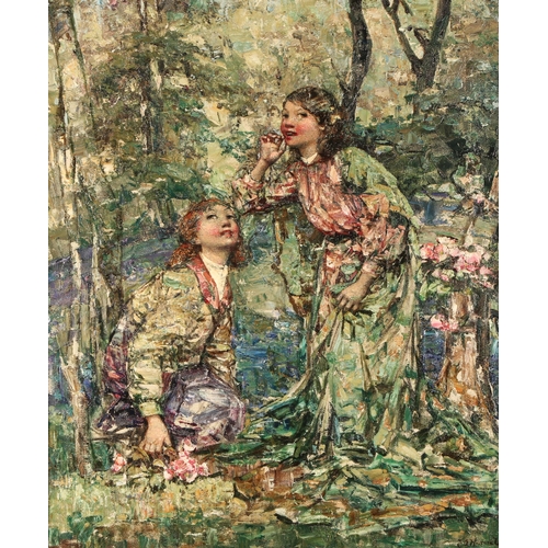 234 - Edward Atkinson Hornel (1864-1933)'Gathering Flowers'Gilt framed oil on canvas, signed and dated 190... 