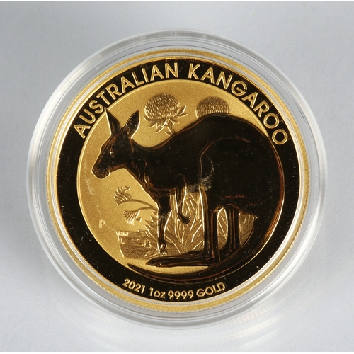 31 - Australian Kangaroo Gold proof 100 Dollar coin, Elizabeth II 2021, 1oz fine gold 9999.*Please note t... 