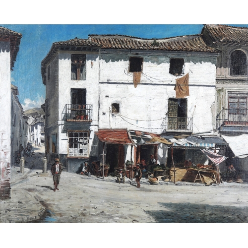 235 - Pollock Sinclair Nisbet RSW ARSA (Scottish 1848- 1922)'The Playa Larga in the Albayz, Granada'Gilt f... 