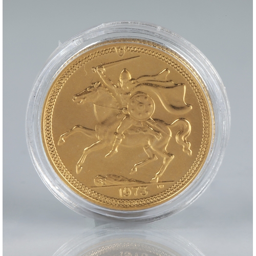 52 - Elizabeth II gold proof Isle of Man sovereign 1973.*Please note that this lot will only be available... 