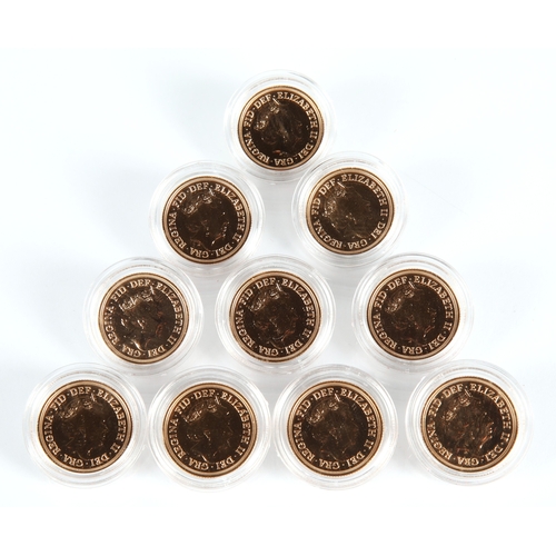 39 - Ten Gold proof 2021 sovereigns in fitted case.*Please note that this lot will only be available to v... 